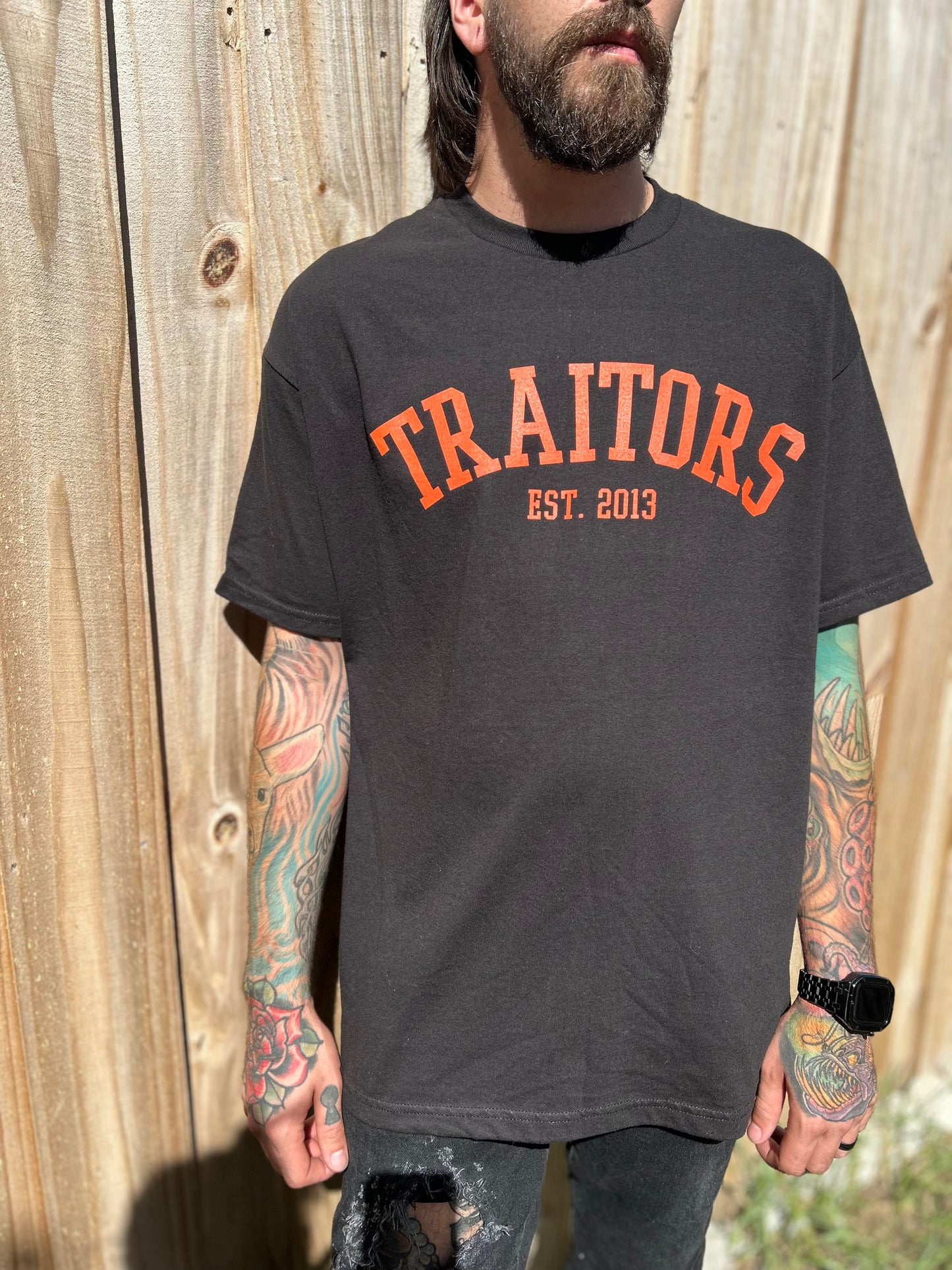 Black Deep South Violence Shirt (Orange Ink)