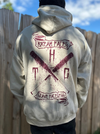Traitors Spiked Bats Hoodie (Off White W/ Maroon Ink)
